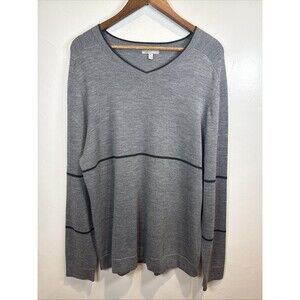 Horny Toad Merino Wool Sweater Gray Veck Mens Size XL Tennis Preppy Country Club